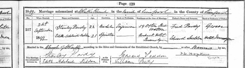 marriage to edith seddon