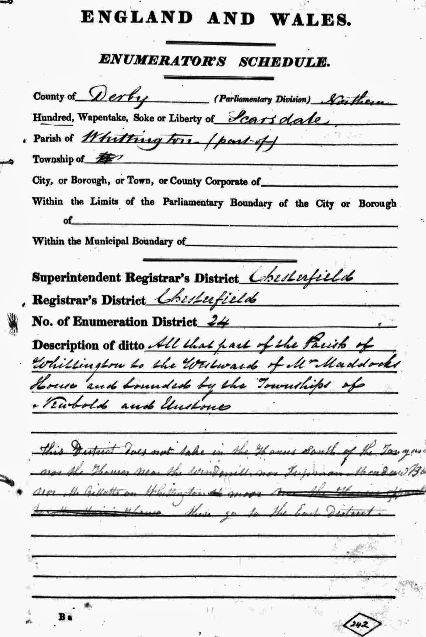 1841 CENSUS (Explanatory notes) – Old Whittington One Place Study